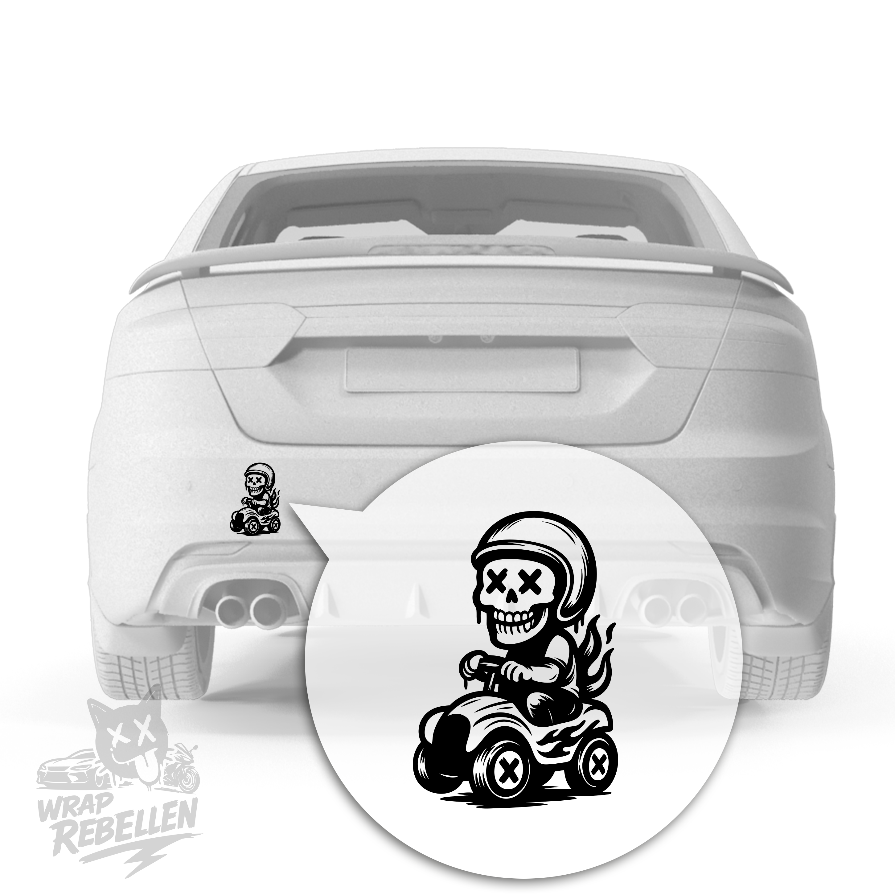 Mini Grim Rider – Skull Racer Vinyl Sticker