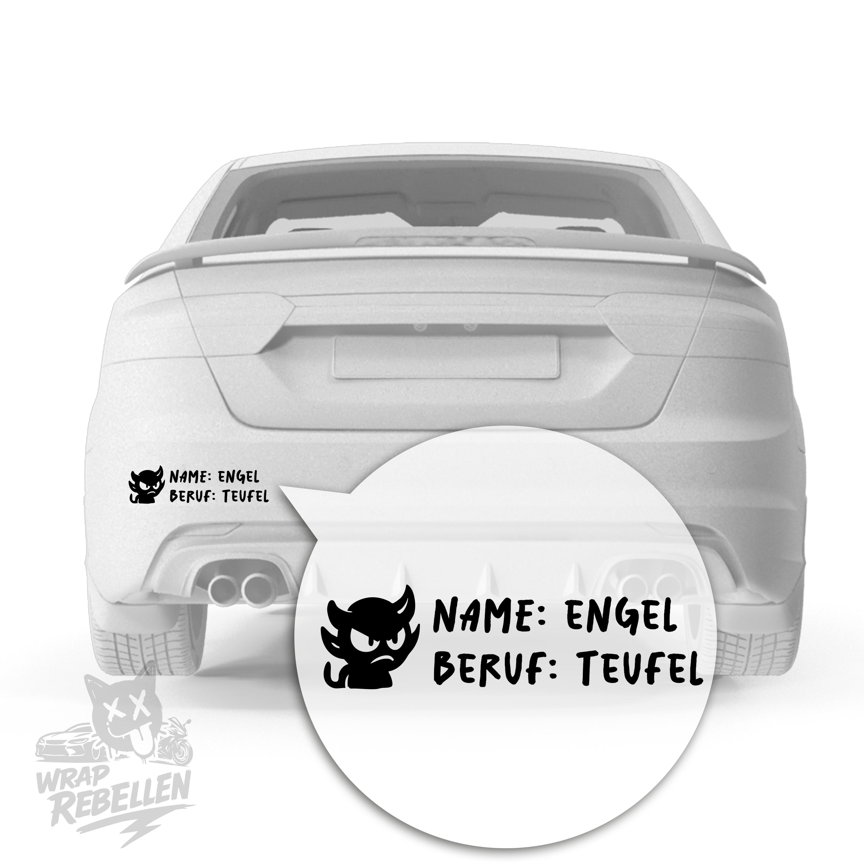 Name: Engel – Beruf: Teufel | Frecher Statement Vinyl Sticker